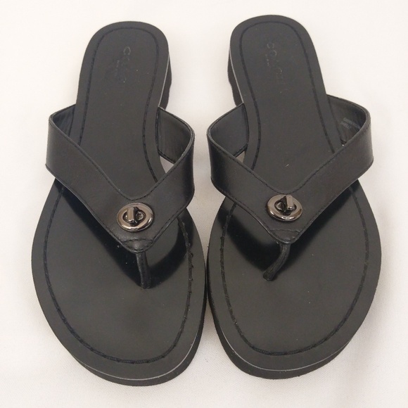 black coach flip flops size 8